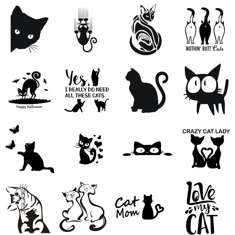 Jptz 만화 귀여운 고양이 시리즈 동물 패턴 비닐 자동차 스티커, 자동차 모델링, 자동차 창 및 데칼 장식, JP