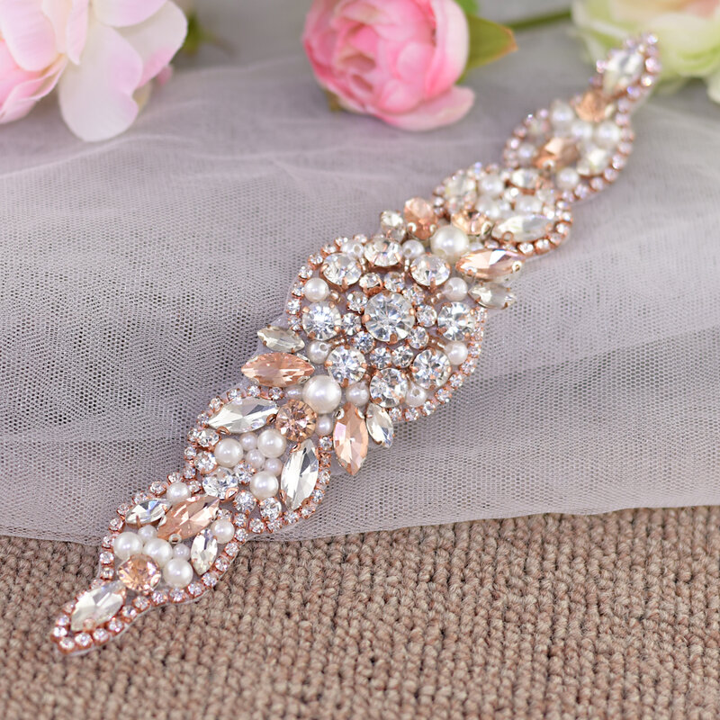 100% Handmade Exquisite Bridal Belt Rhinestone Trim Applique Bridal Belt Blush Pink Belts Diamonds Wedding Belt Bridal Sashes
