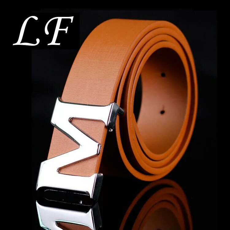 Men's Belt Letter M Smooth Buckle Casual Pants Belt Korean Version Of The Trend Youth Youth Belt