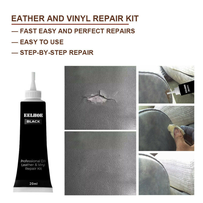Zwart Wit Vloeibare Leer Reparatie Kit Auto Complementaire Kleur Plakken Autostoel Sofa Holes Scratch Scheuren Rips Crème Zorg Coating
