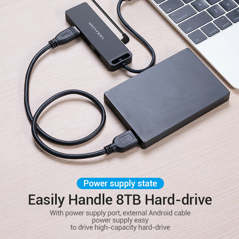 Vention-HUB USB 3,1 tipo C a USB 3,0, adaptador Multi USB con puerto de carga Micro USB para Xiaomi, MacBook, Huawei, OTG