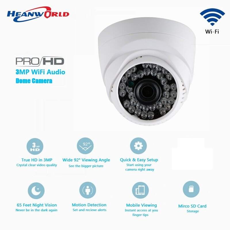 Audio IP Kamera Wifi HD 3,0 MP Unterstützung-ONVIF Drahtlose Verdrahtete Dome WiFi IP Cam Überwachung Indoor Kamera Sicherheit nacht Vision