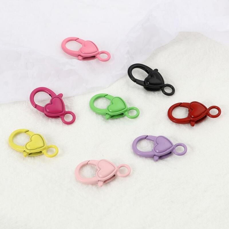DoreenBox Lobster Clasp Findings At Random Color Heart Pattern Clasp Jewelry Findings for DIY Jewelry 27mm x 15mm, 10 PCs