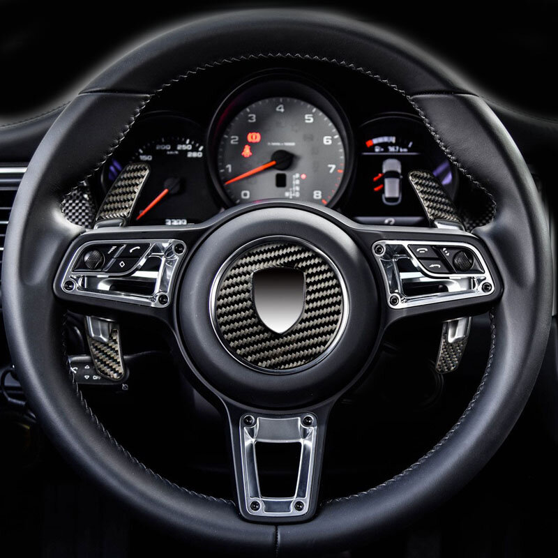 Aksesori untuk Porsche Macan 2014-20 Tuas Roda Gigi Interior Serat Karbon AC Panel CD Pintu Penutup Sandaran Tangan Stiker Potong