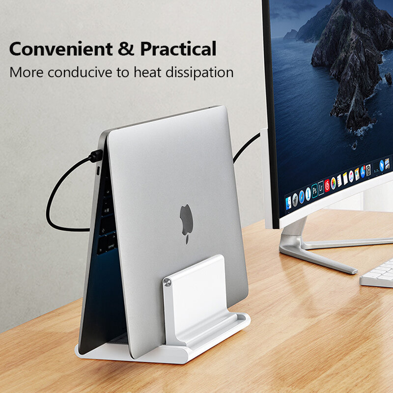 Soporte Vertical ajustable para ordenador portátil, Base de mesa para MacBook iPad con soporte para tableta o teléfono