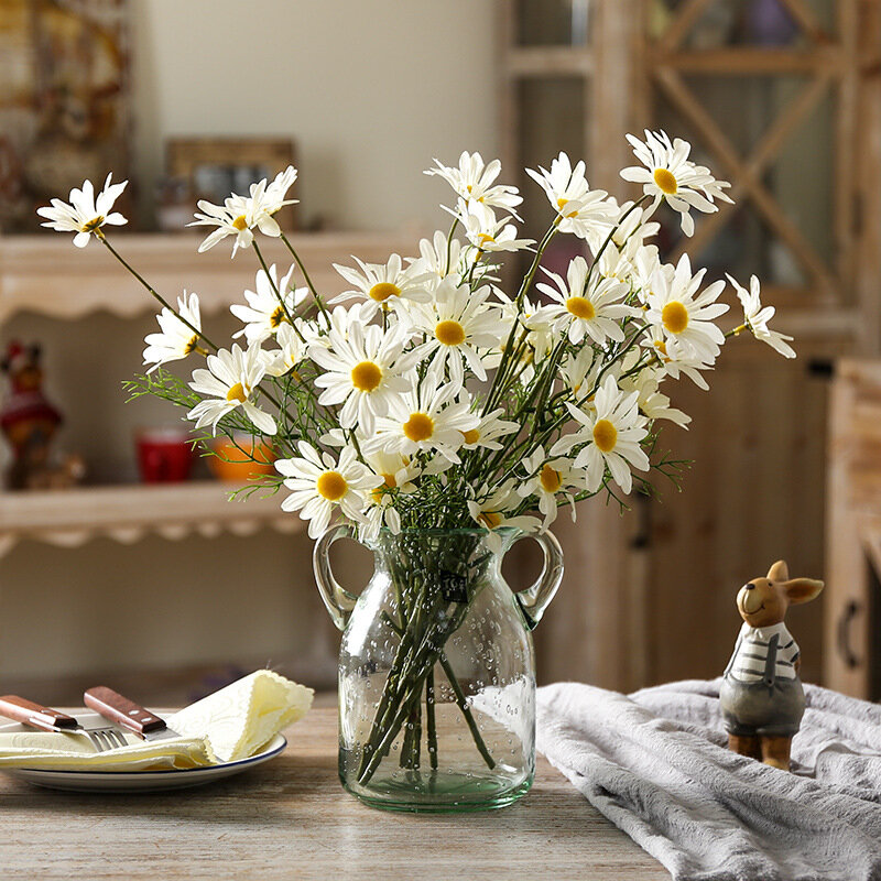 5 pequenas margaridas holandesas artificiais, flores falsas, cosméticos, decoração de casamento, plantas artificiais, decoração de sala de estar, plantas falsas