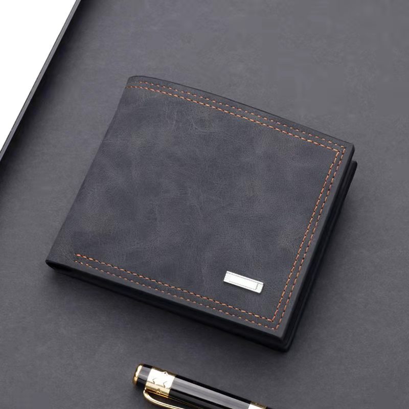 Men's wallet multi function short multi Card Wallet with zipper wallet horizontal wallet retro frosted leather simple