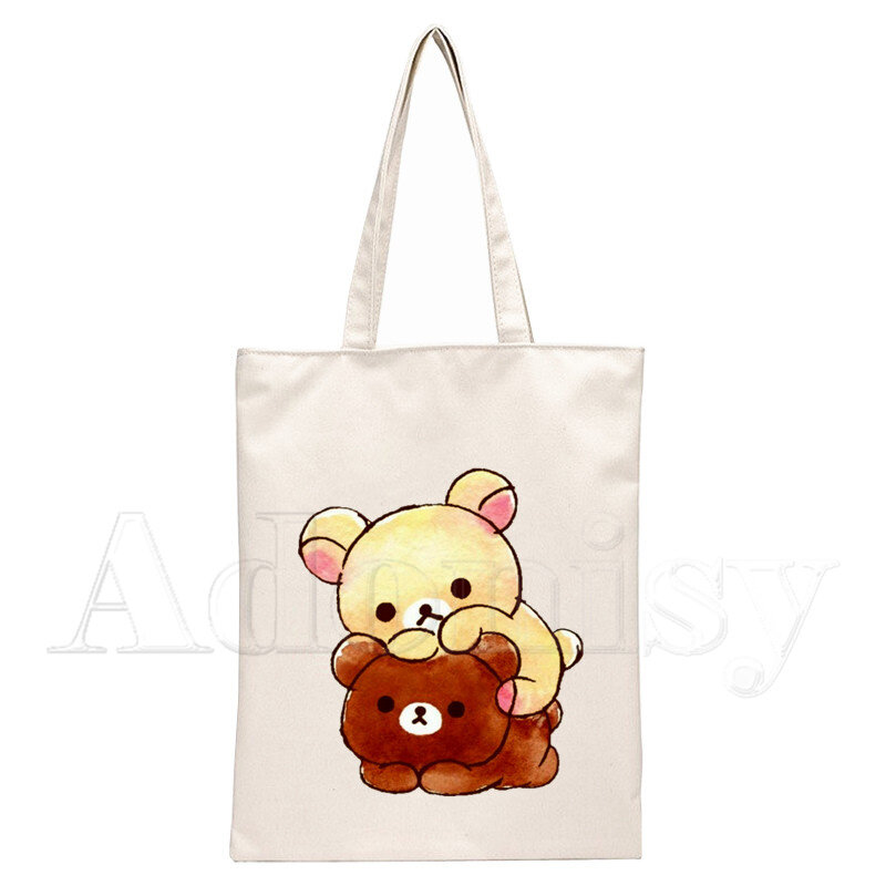 Cute Bear Kuma-Bolso De compras De estilo japonés, bolsa De algodón De lona ecológica, reutilizable, Sacolas