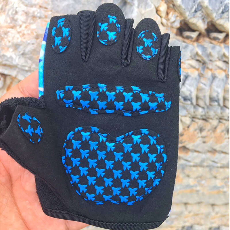 1 Pair Kids Cycling Gloves Half Finger Sport  Nonslip Gloves Protective Hand Gloves For Children Boys Girls Outdoor 3-12 age
