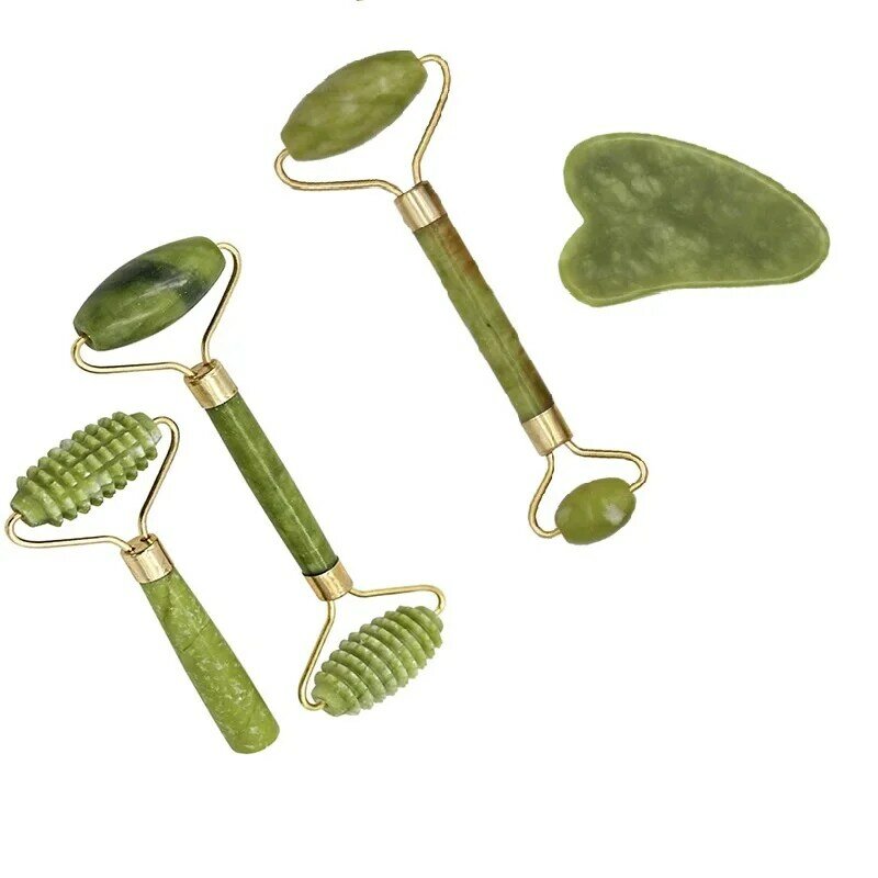 Placa de rodillo de masaje Facial, masajeador de piedra de Jade de doble o individual, herramienta de adelgazamiento y relajación, para ojos, cara y cuello, 4 tamaños, 1 unidad