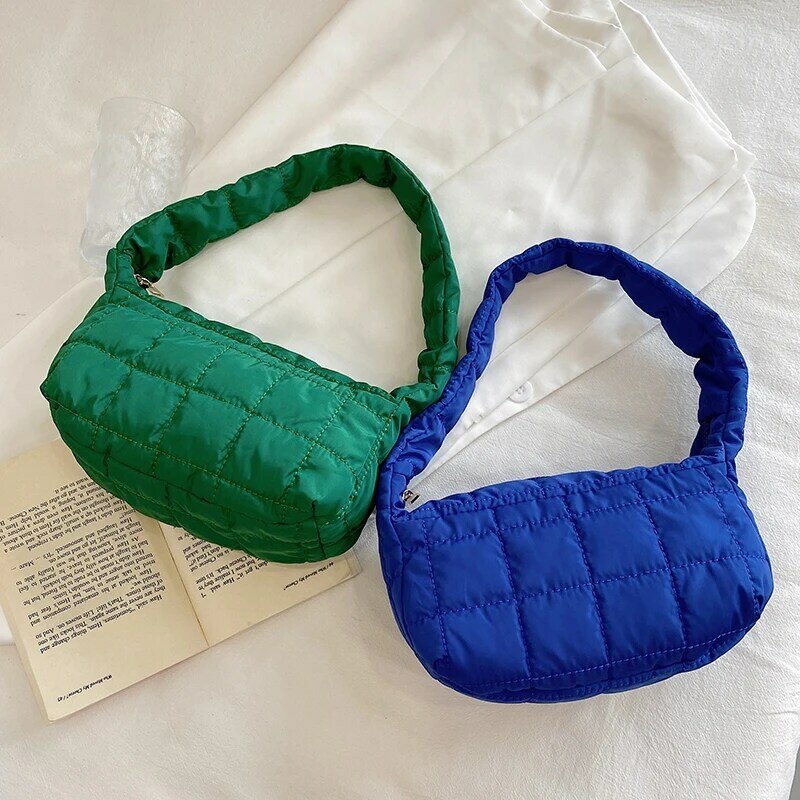 2021 зимняя женская вместительная Хлопковая сумка на плечо, модная классическая клетчатая сумка, Повседневная пушистая большая сумка, утолще...