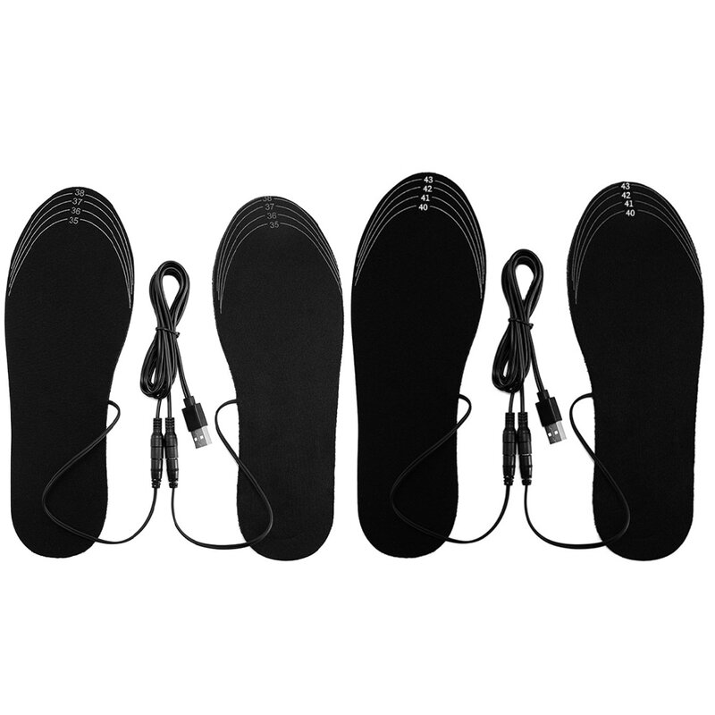 1 Pair USB Heated Sole Insole Electric Heating Footwear Warming Pad Winter Feet Warmer Heating Insole for Sneakers Boots Slipper