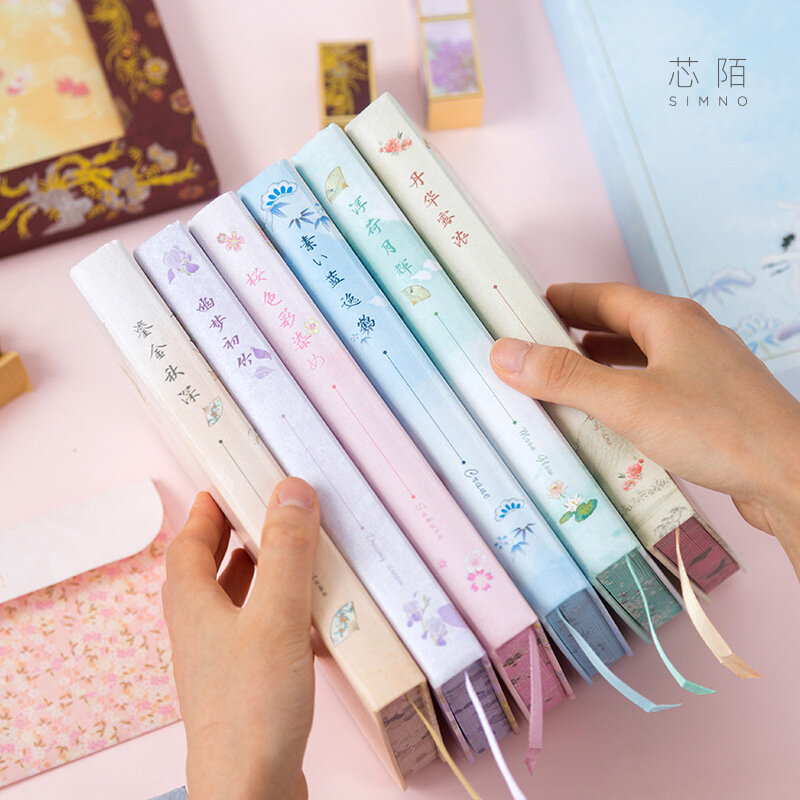 1Set Chinese Oudheid Stijl Draagbare Reiziger Journal Notebook Briefpapier Set Gift Bulleti Journal Clips Stickers Tape Doos