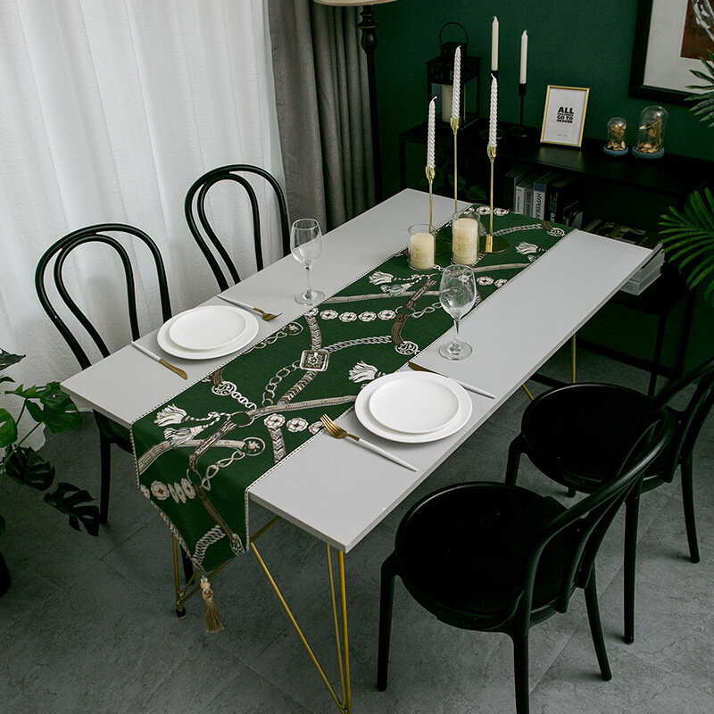 刺繍されたコーヒーテーブルフラグ,家の生地のテーブルランナー,ほこりのカバー,テーブルランナー