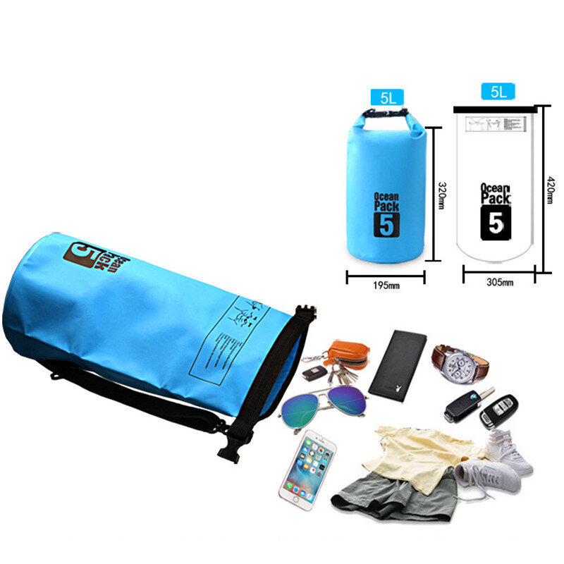 PVC防水スイミングバッグ,2/5/10/15/20/30l,乾燥バッグ,ラフティング,調節可能なストラップ付き収納バッグ