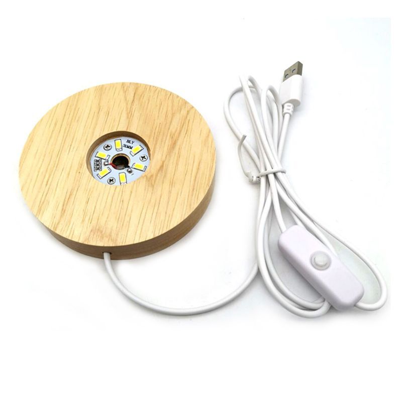 Pantalla LED de madera de Arte de resina hecha a mano, Base de cristal, ornamento de Arte de resina, Base de madera iluminada para artesanía