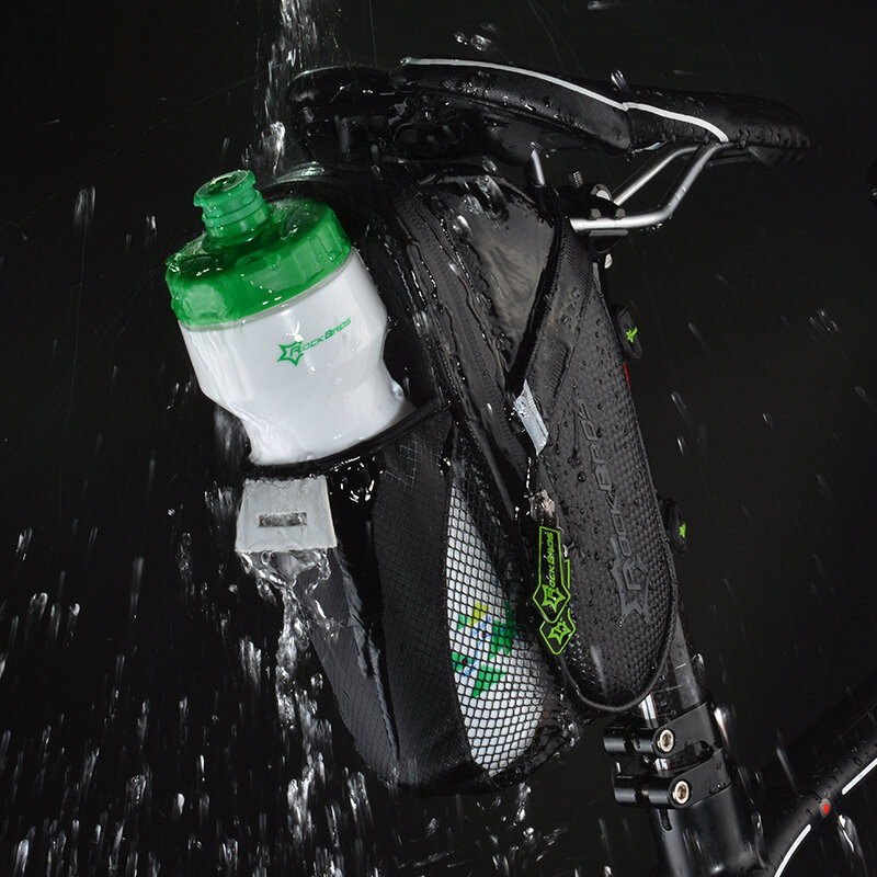 Rockbros garrafa de água à prova chuva bicicleta saco traseiro com bolso bicicleta cauda assento sela saco reflexivo bolsa acessórios da bicicleta
