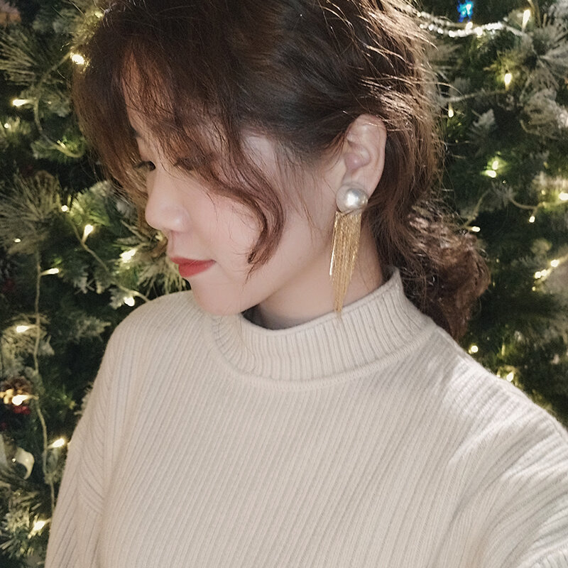 Korean Retro Temperament Perle Quaste Ohrringe Mode Einfache Sterling Silber Nadel Stud Ohrringe Perle Eardrop Ohrring Frauen