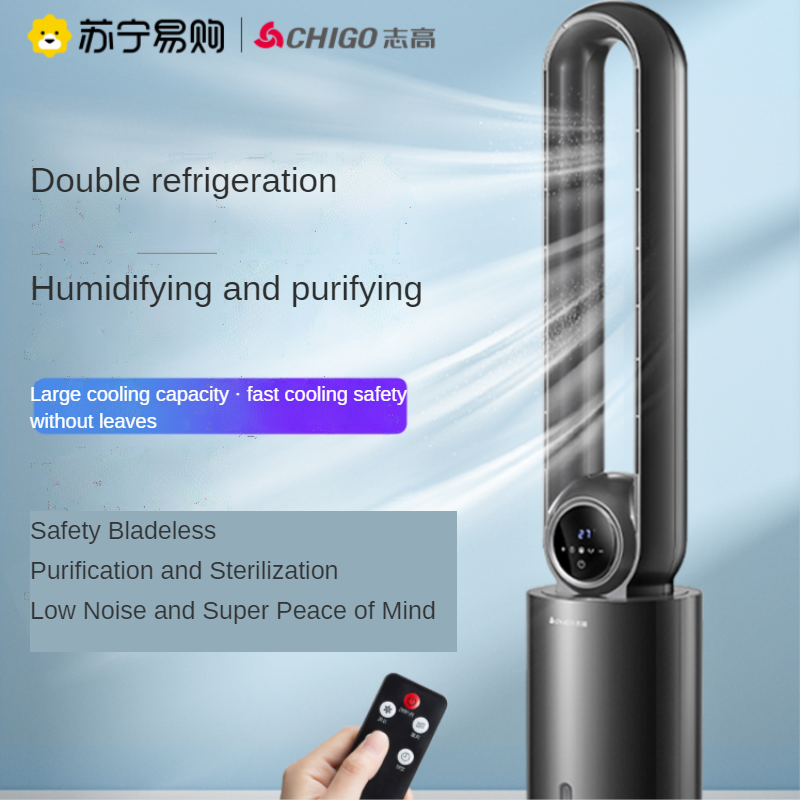 Chigo bladeless ventilador de ar condicionado ventilador de refrigeração pequena casa móvel ar condicionado de refrigeração a água