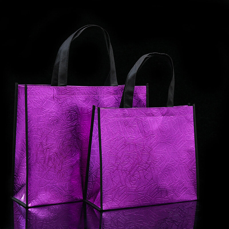 Bolsa de compras reutilizable para mujer, bolsas de almacenamiento de viaje de lona de gran capacidad, purpurina láser, bolso ecológico para comestibles