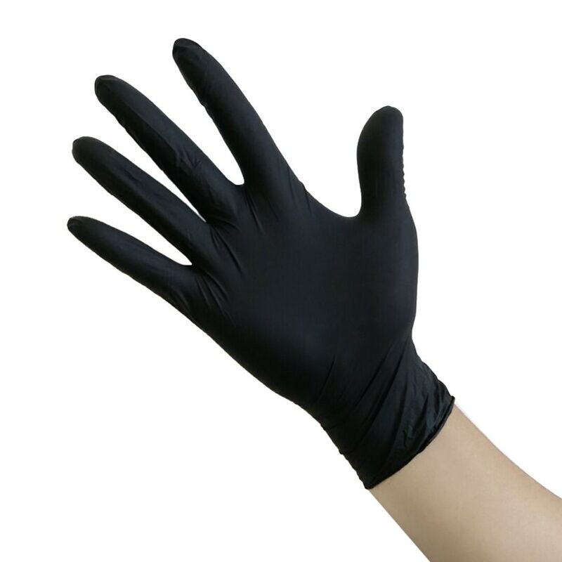 100pcs Black Disposable Latex Nitrile Glove Working Gloves Food Grade Waterproof Allergy Free Work Safety Gloves S/m/l Gloves