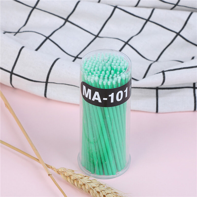 100Pcs tampone applicatore Micro pennello estensione ciglia Mascara strumenti 13 colori tamponi di cotone ricamato innesto bastoncini di cotone