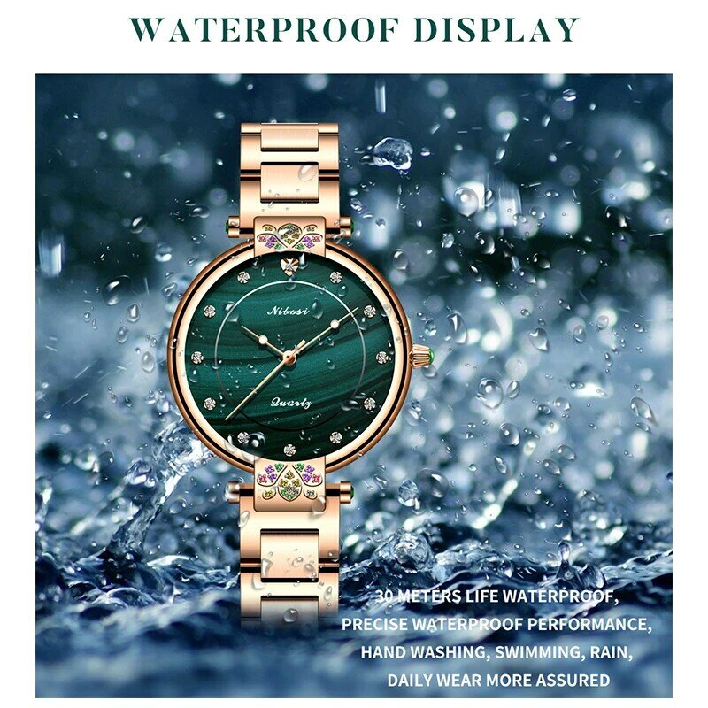 NIBOSI Juni 2021 Neue frauen Mode Uhr Set mit Strass frauen Quarzuhr Einfache Glück Wasserdicht Dame Handgelenk uhr