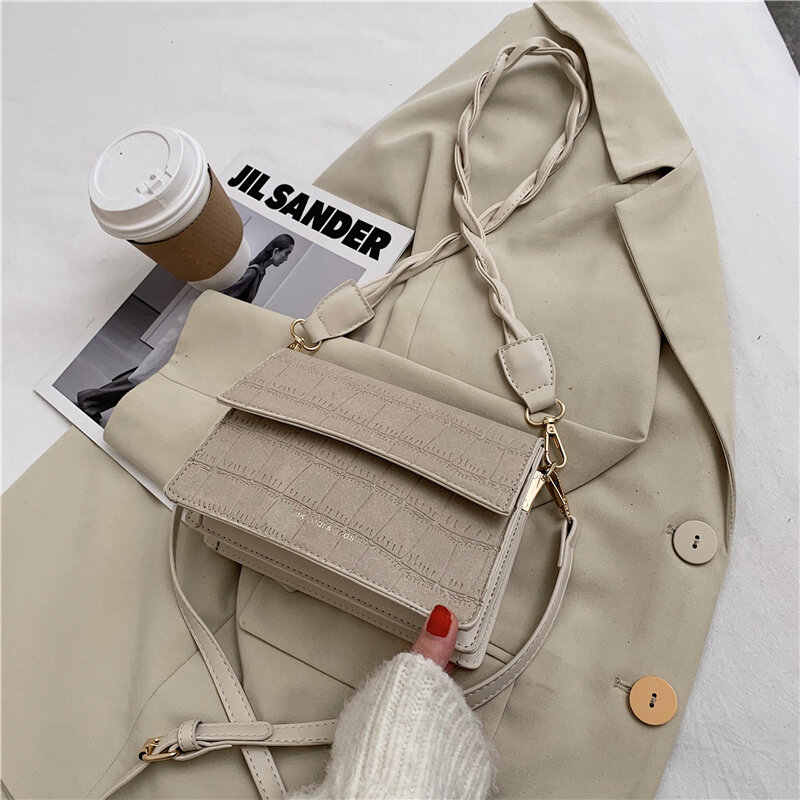 De moda Simple pequeño cuadrado bolsa 2021 invierno nuevo bolso de mujer diseñador de lujo de bolso de mujer bolso bandolera Casual bolsa de mensajero