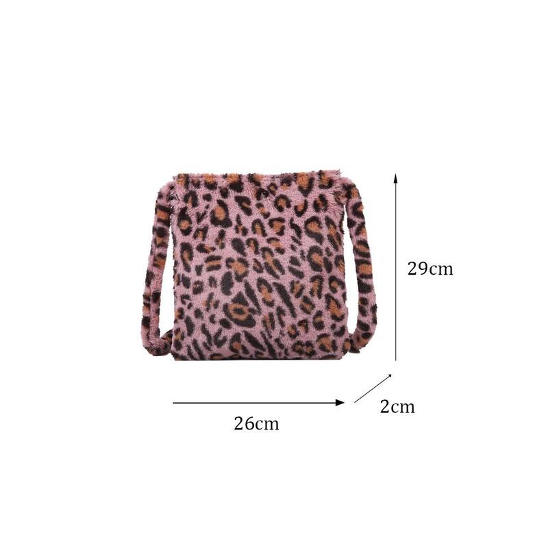 Leopard pluszowe torby na ramię dla kobiet jesień i zima moda damska Vintage torebki damskie duża pojemność Messenger torby