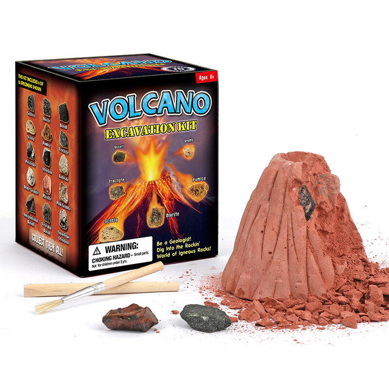 Explore Dig Toys 8 en 1 para niños, juguetes educativos de minería científica, volcán en erupción, GEMA, archeología