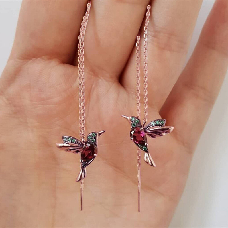 NPKDS unikatowe długie kolczyki wiszące wisiorek w kształcie ptaka Tassel kryształowe kolczyki wisiorek panie projekt biżuterii kolczyki moda