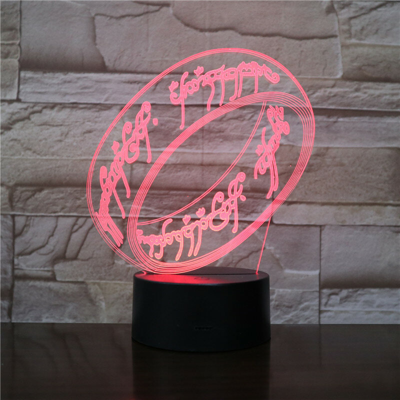Anillos 3D lámpara de noche con Sensor táctil USB, iluminación novedosa para niños, envío directo, 2019 LED, Decoración