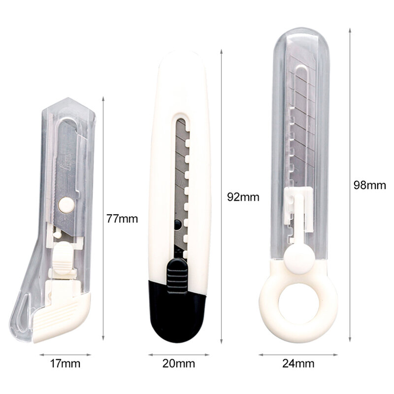Mini abridor de carta retrátil do cortador da caixa da faca do utilitário com snap fora da lâmina e fechaduras da corrediça, cortador feito à mão do papel de parede