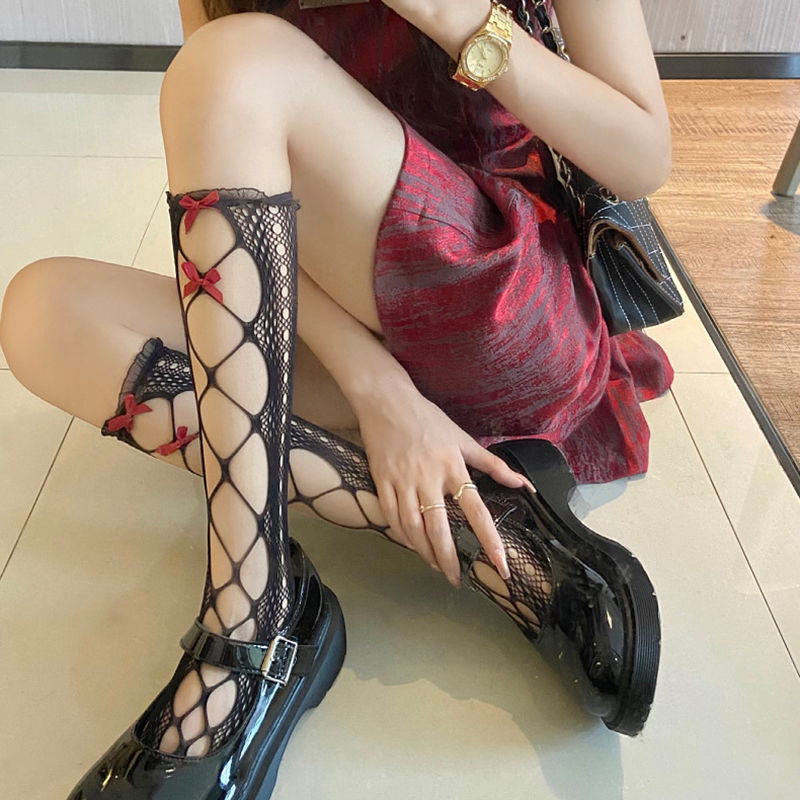 Lolita Perempuan Di Atas Lutut Tinggi Tabung Bud Sutra Tabung Tengah Paha Kaus Kaki Betis Bagian Tipis Kaus Kaki Jaring Perempuan JK Lucu Gaya Kuliah Seksi