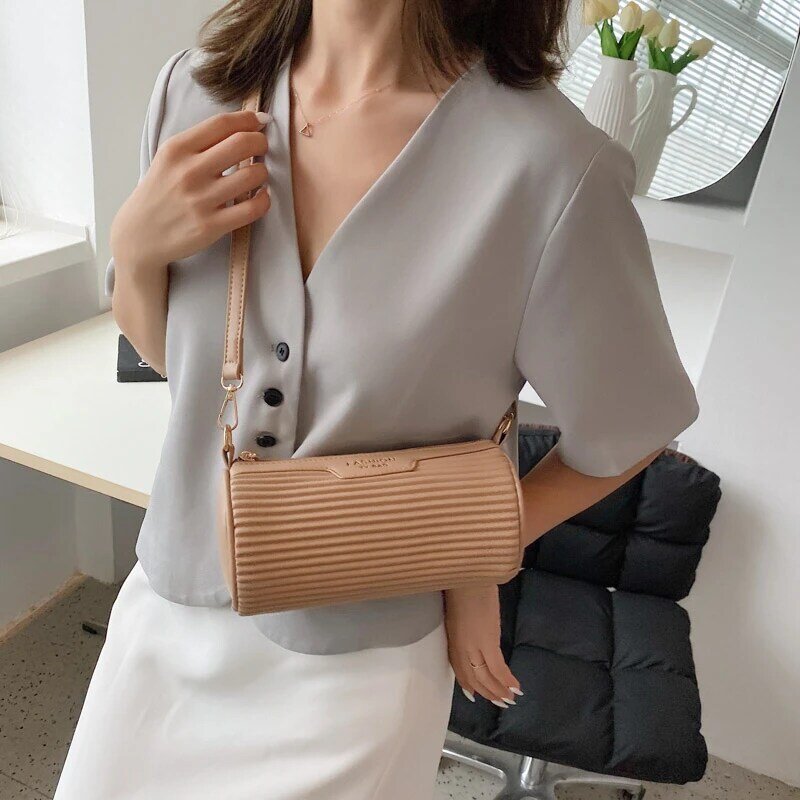 Jednokolorowe skórzane torebki na ramię dla kobiet 2021 moda marka o dużej pojemności Crossbody torebka damska luksusowa torebka wiadro