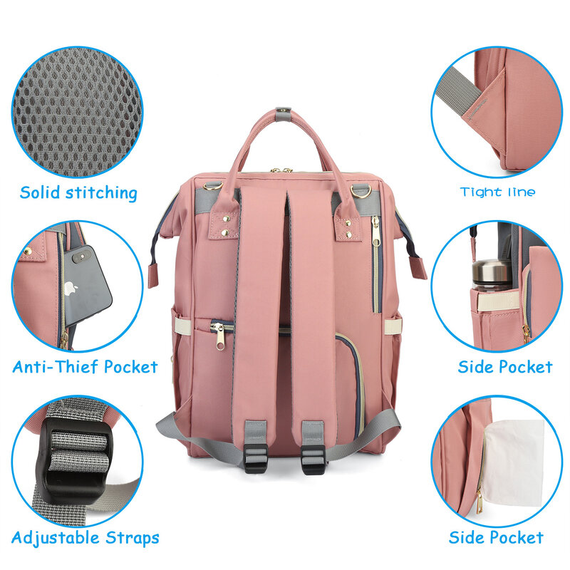 Nappy Backpack Bag Brand Lequeen Mummy Maternity Large Capacity Bag Diaper Bag Multi-function Outdoor Travel For Baby Care