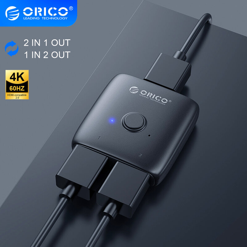 ORICO-conmutador KVM compatible con HDMI, 4K, HD, 60Hz, Audio bidireccional, Salida 2 en 1, adaptador divisor para PS4/5, TV Box Switch