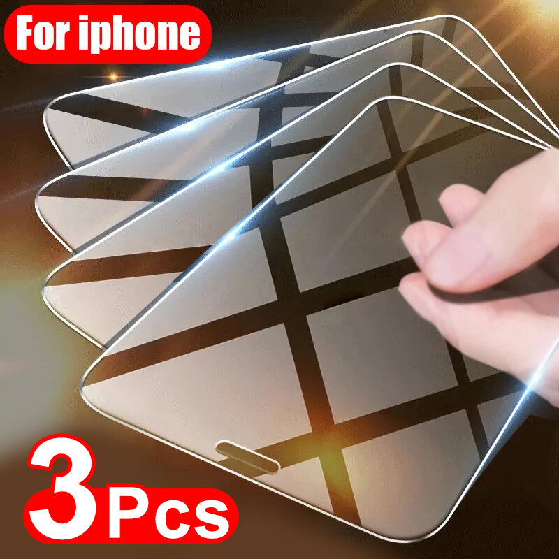 3Pcs 보호 유리 아이폰 11 12 13 프로 최대 XS XR 7 8 6 플러스 스크린 프로텍터 아이폰 13 12 미니 11 프로 강화 유리