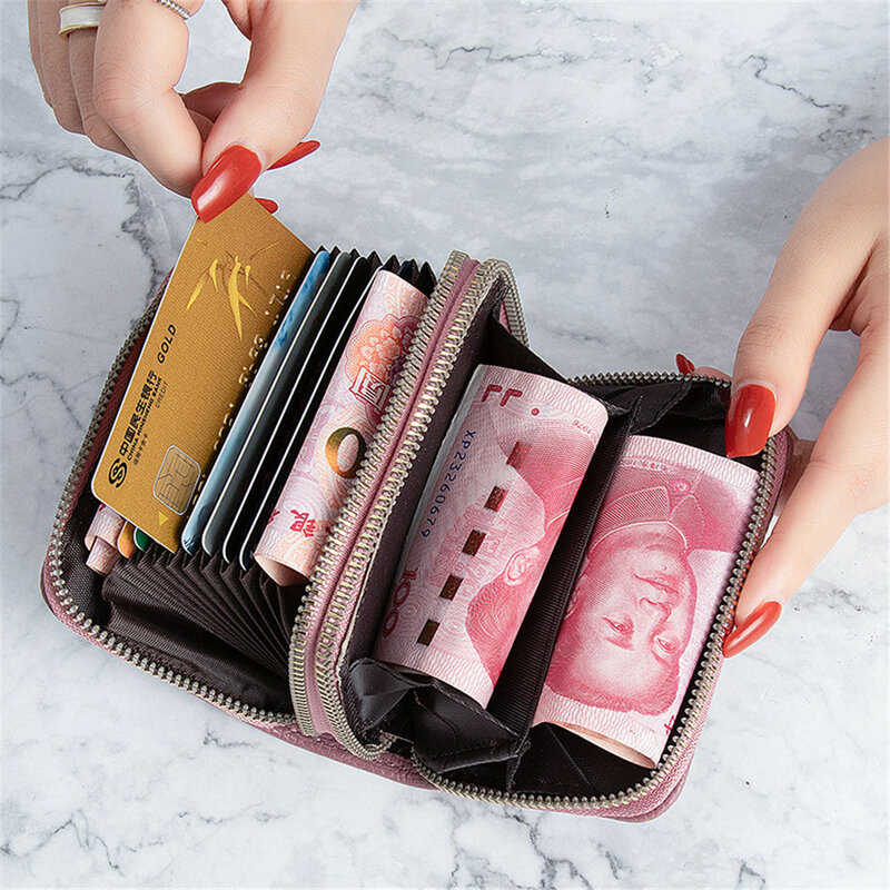 Fashion Pu Leather Zipper Wallet For Women Clutch Bag Card Holder Female Folding Small Coin Purse Money Change Pouch Key Storage