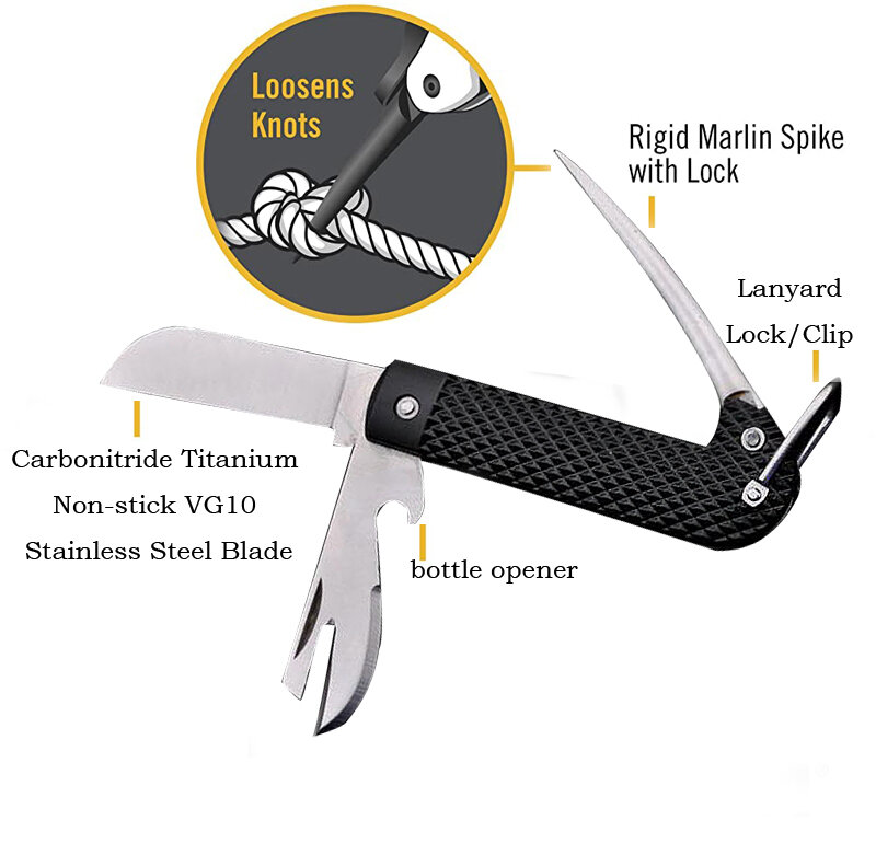 Multitool Sailor Knife With Marlin Spike Pocket Navy Survival Folding Knife EDC Portabel Tool Camping Outdoor Fishing Gear