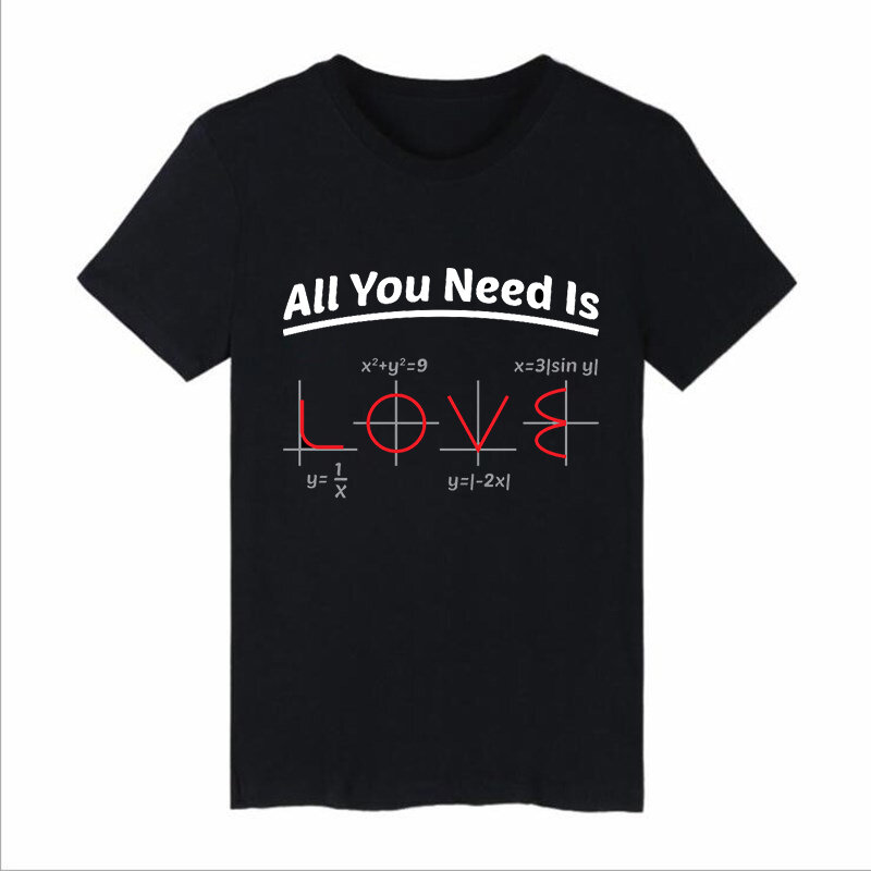 Grappige Wiskunde Woordspeling Patroon Tshirt Korte Mouwen Katoenen T-shirt Vrouwen Tee All You Need Is Love Vergelijkingen Japanse Mannen tee Shirt