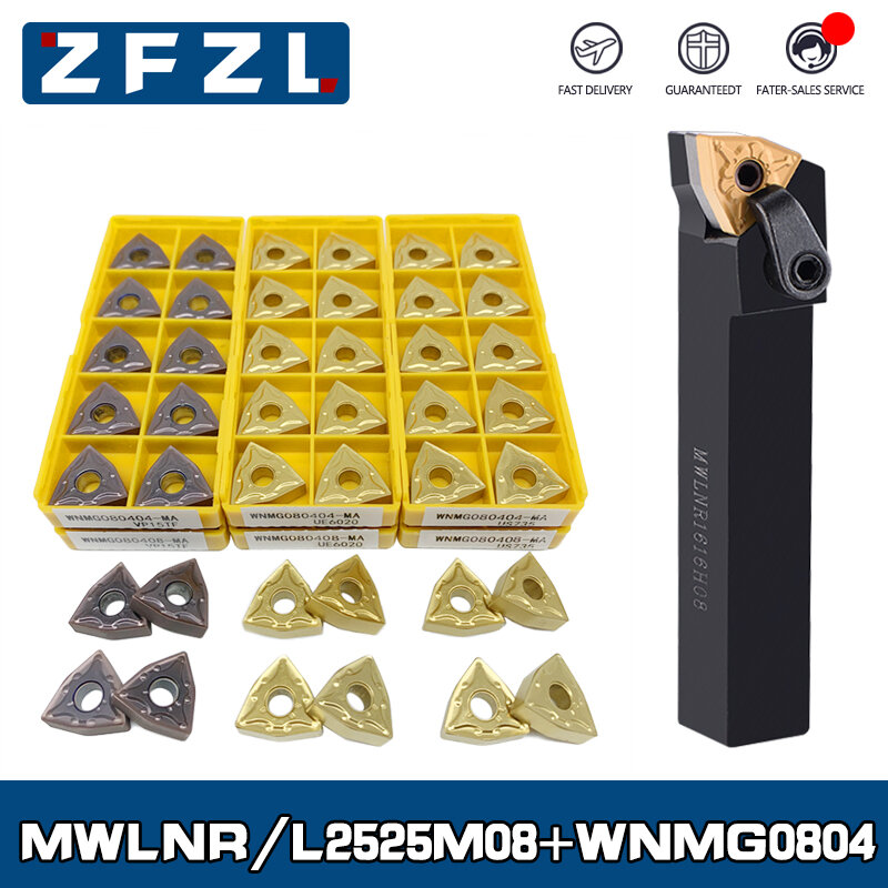 1pc MWLNR MWLNL portautensili CNC 10 10 + 10 pezzi inserti in metallo duro WNMG080404 vvp15tf UE6020 US735