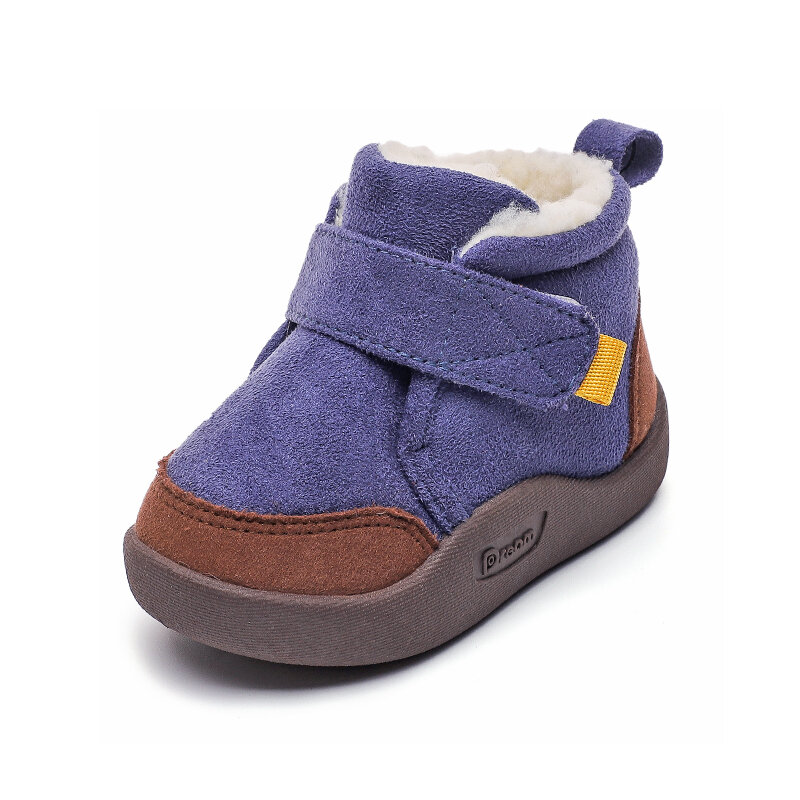 Zapatos de invierno para niños pequeños, zapatillas cálidas de felpa de algodón, botas cortas a la moda, antideslizantes