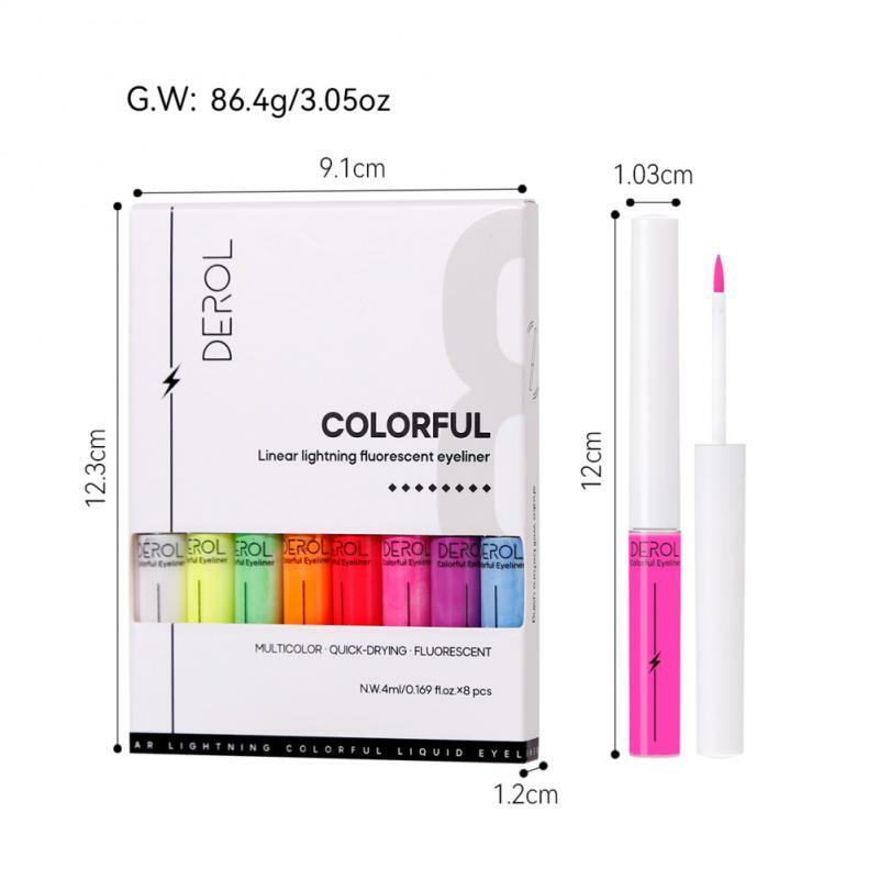 8 Colors Fluorescent Eyeliner Set Quick Dry Liquid Eyeliner Pencil Waterproof Colorful Eye Liner Pen Matte Makeup Cosmetic TSLM1