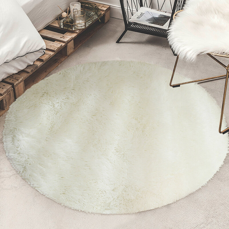 라운드 플러시 카펫 거실 푹신한 러그 두꺼운 침대 룸 카펫 미끄럼 방지 바닥 부드러운 러그 넥타이 염색 벨벳 키즈 룸 매트