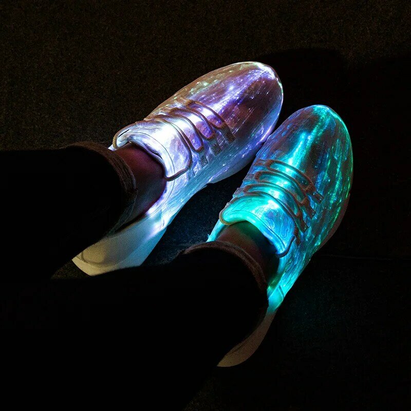 RayZing ไฟเบอร์ออปติกรองเท้าสำหรับชายหญิงผู้ชายผู้หญิงเรืองแสงรองเท้าผ้าใบ Man Light Up รองเท้ารองเท...