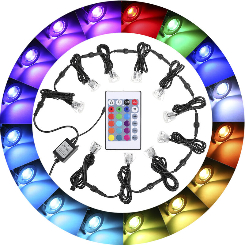10 шт., водонепроницаемые светодиодные Подземные Светильники с пультом, 16 цветов