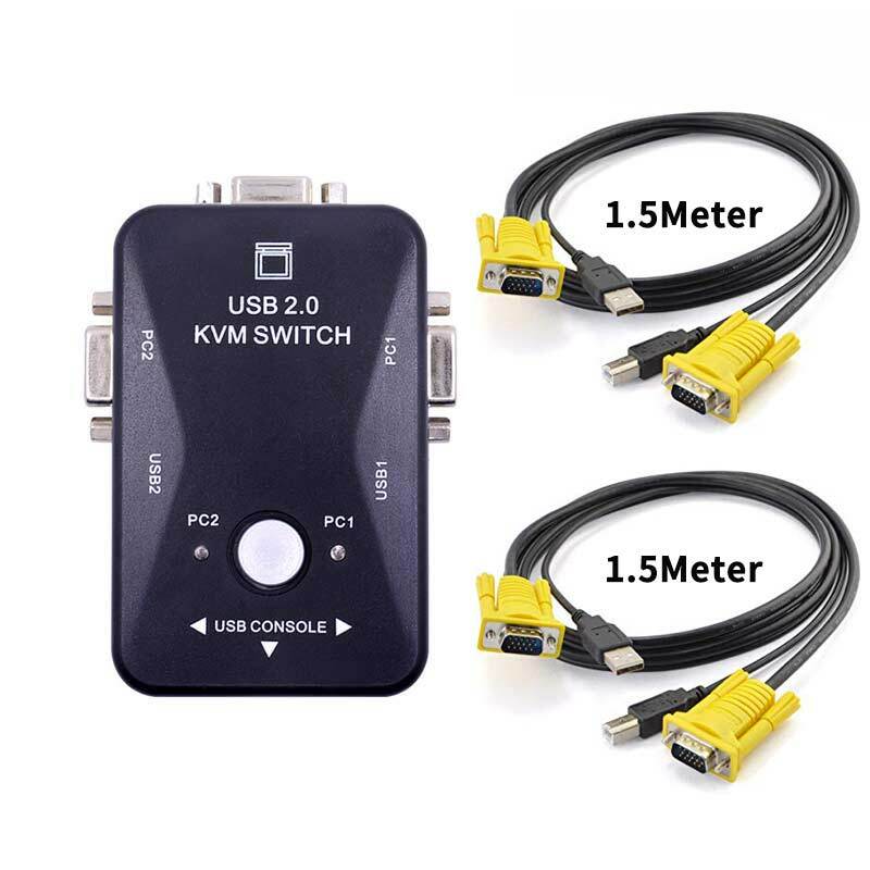 Przełącznik KVM kabel vga USB wysokiej jakości 2.0 rozdzielacz vga pudełko na klucz USB klawiatura mysz adapter monitora usb przełącznik drukarki