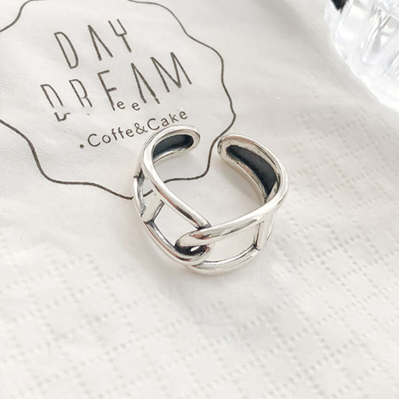 XIYANIKE, anillos de dedo hechos a mano de Plata de Ley 925 con tejido Vintage para mujer, anillos de boda para parejas, accesorios para fiestas, regalo de joyería