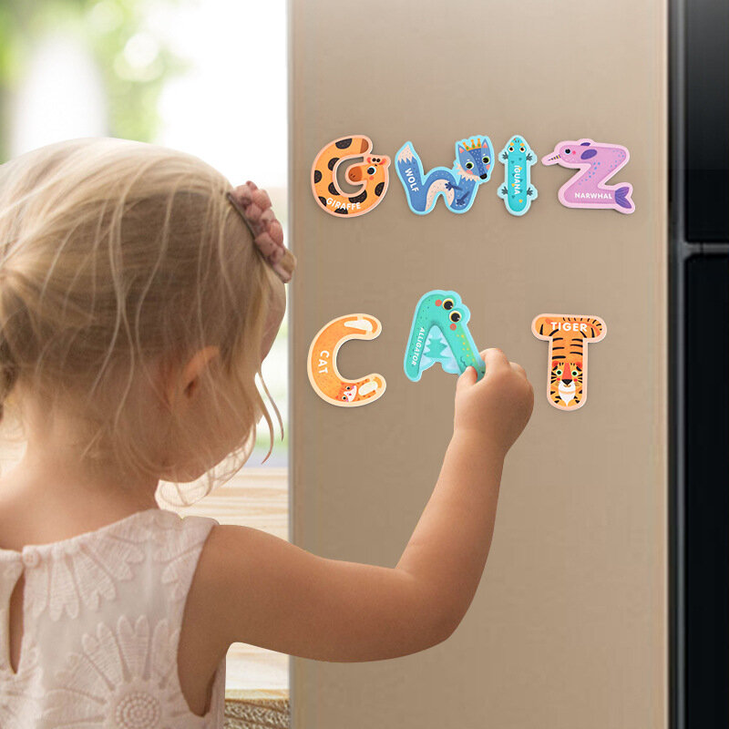 Giocattoli cognitivi creativi per l'educazione della prima infanzia giocattolo adesivi alfanumerici animali magneti per frigorifero aiuti per l'apprendimento precoce